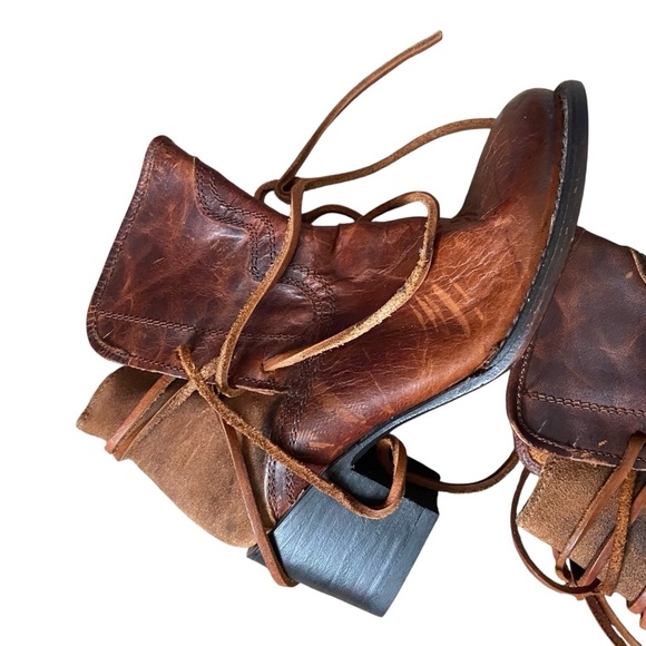 Freebird by Steven Brown Distressed Casey Leather Ankle Boot in Cognac Size 6 - Picture 6 of 8